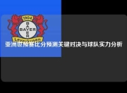 亚洲世预赛比分预测关键对决与球队实力分析