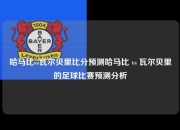 哈马比vs瓦尔贝里比分预测哈马比 vs 瓦尔贝里的足球比赛预测分析