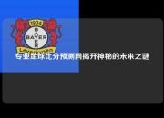 专业足球比分预测网揭开神秘的未来之谜